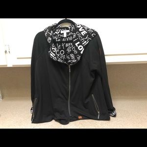 Peace Love World Reversible Hoodie Knit Jacket